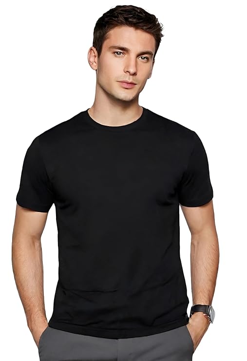 HARDLOW Biowash T-Shirts for Men's Round Neck, Half Sleeves, Cotton, Regular Fit, Stylish Branded Solid Plain Tshirt for Men Ultra Soft, Comfortable, Lightweight T-Shirt