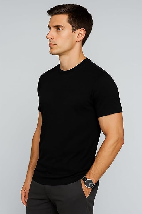 HARDLOW Biowash T-Shirts for Men's Round Neck, Half Sleeves, Cotton, Regular Fit, Stylish Branded Solid Plain Tshirt for Men Ultra Soft, Comfortable, Lightweight T-Shirt
