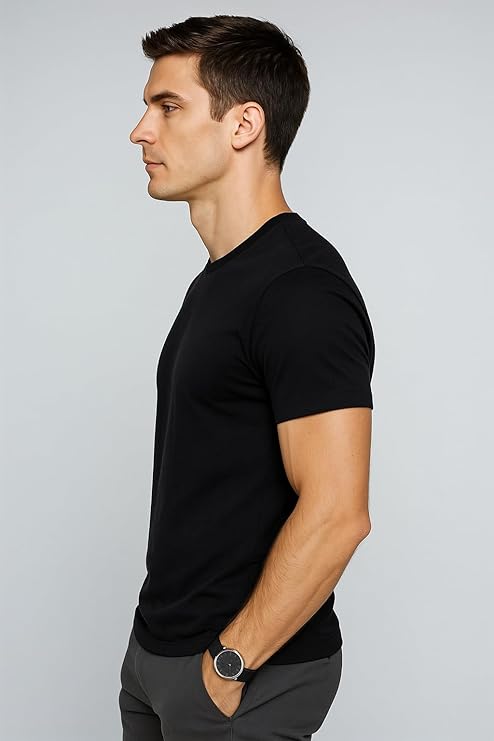 HARDLOW Biowash T-Shirts for Men's Round Neck, Half Sleeves, Cotton, Regular Fit, Stylish Branded Solid Plain Tshirt for Men Ultra Soft, Comfortable, Lightweight T-Shirt